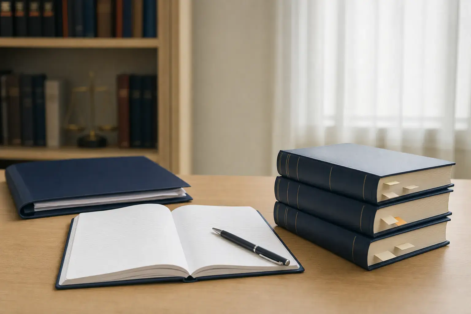 mesa de estudo com caderno e códigos de lei, a preparação para o concurso de delegado da PC-ES que a gente destrincha nesta página